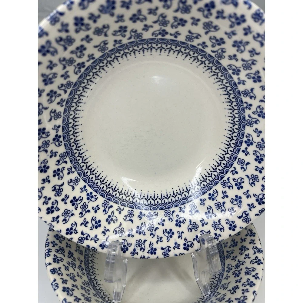 4x English Ironstone Provence Blue Coupe‎ Cereal Bowl Floral Chintz Cottagecore